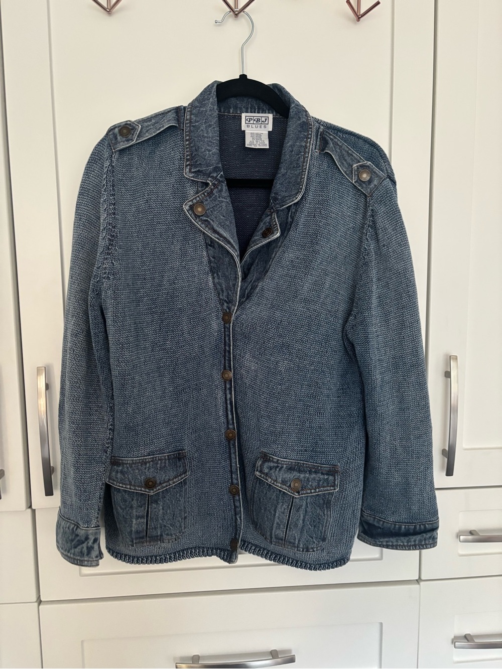 Roper Denim-Style Knit Jacket in Faded Blue